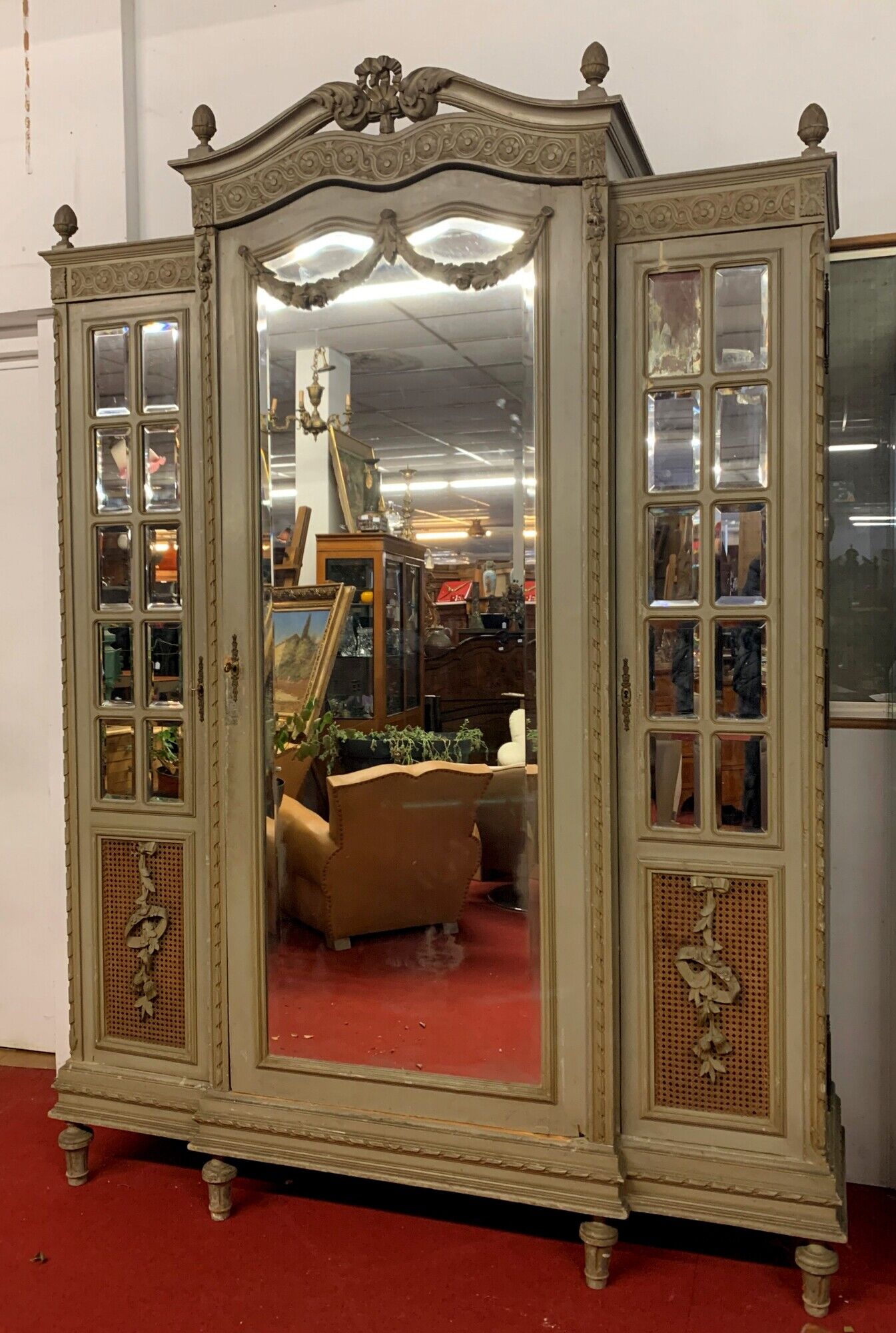Cabinet Louis XVI jumped in lacquered wood and cane bottom around 1850