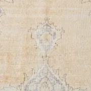 Turkish Pale Yellow & Pale Blue Vintage Rug, Oriental Pattern Wool Carpet