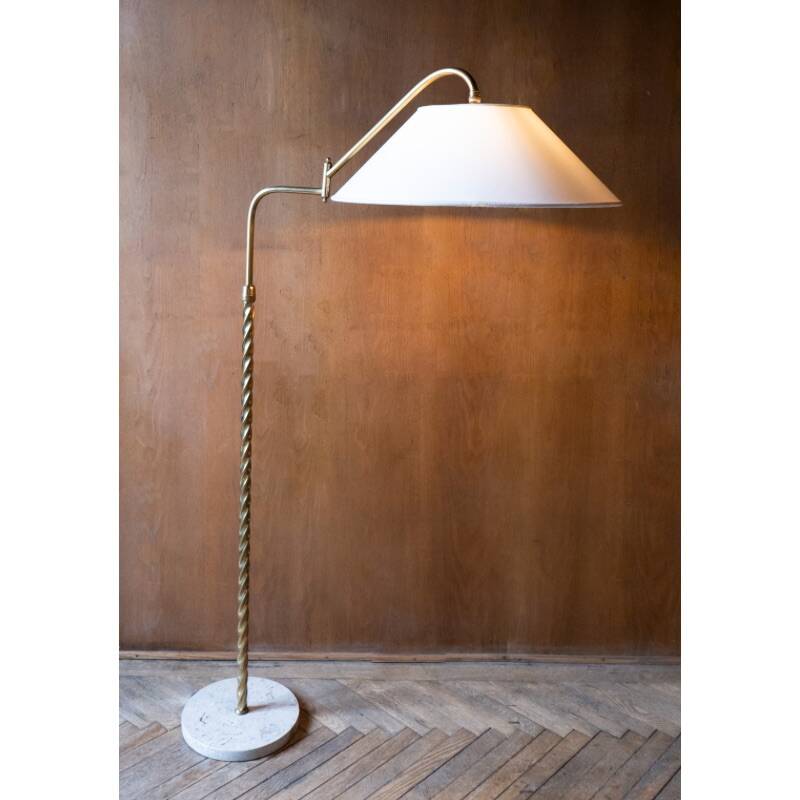 Brass and marble floor lamp, Italy 1950s
