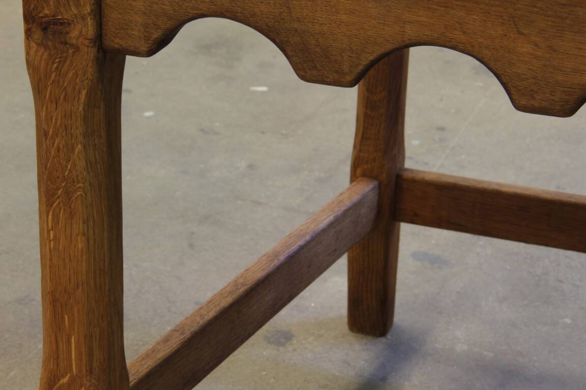 Six vintage 1960s Danish ladderback oak chairs, Henning Kjærnulf brutalist style