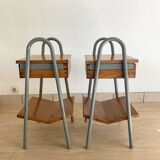 Pair of vintage boarding school bedside tables