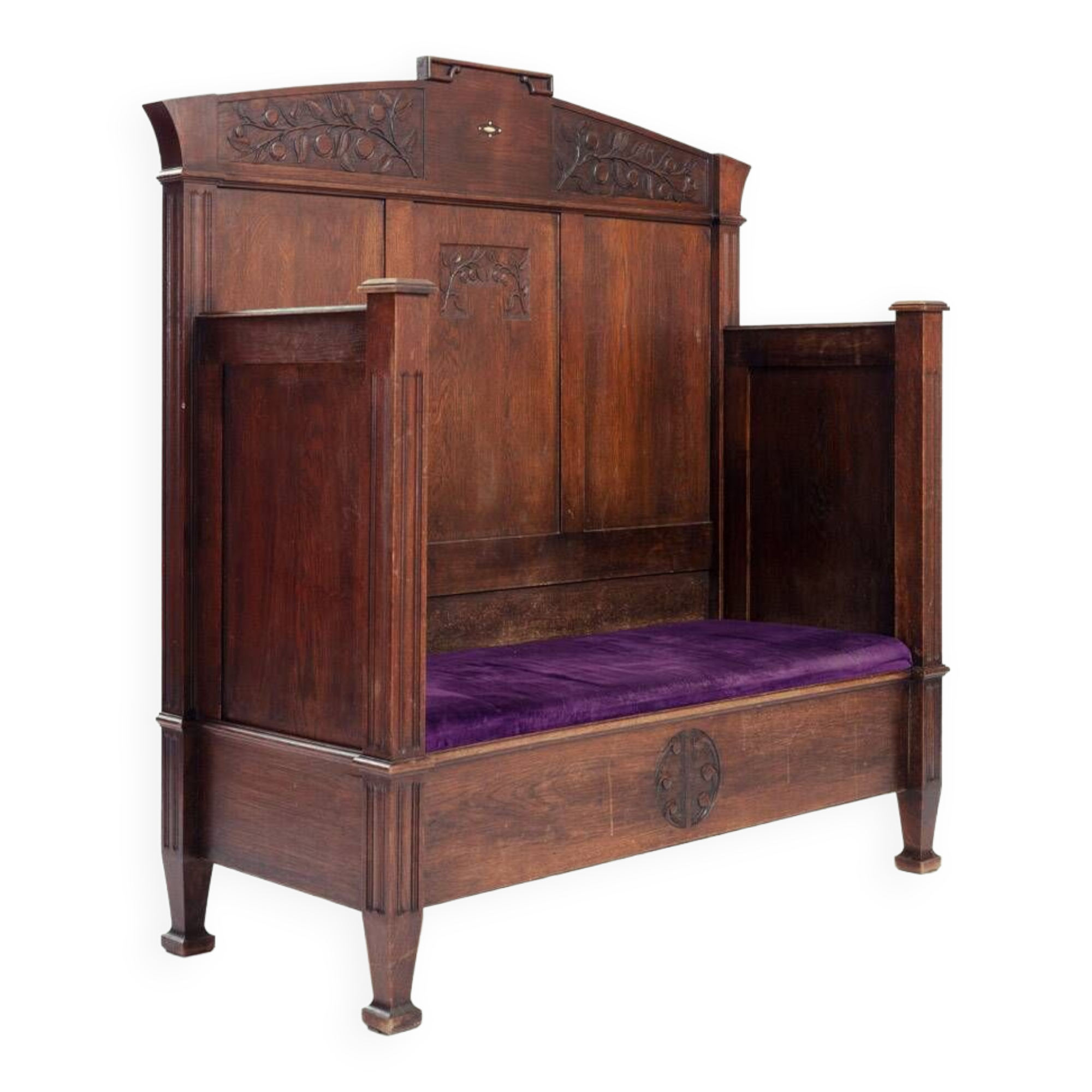 Arts crafts oak bench with storage