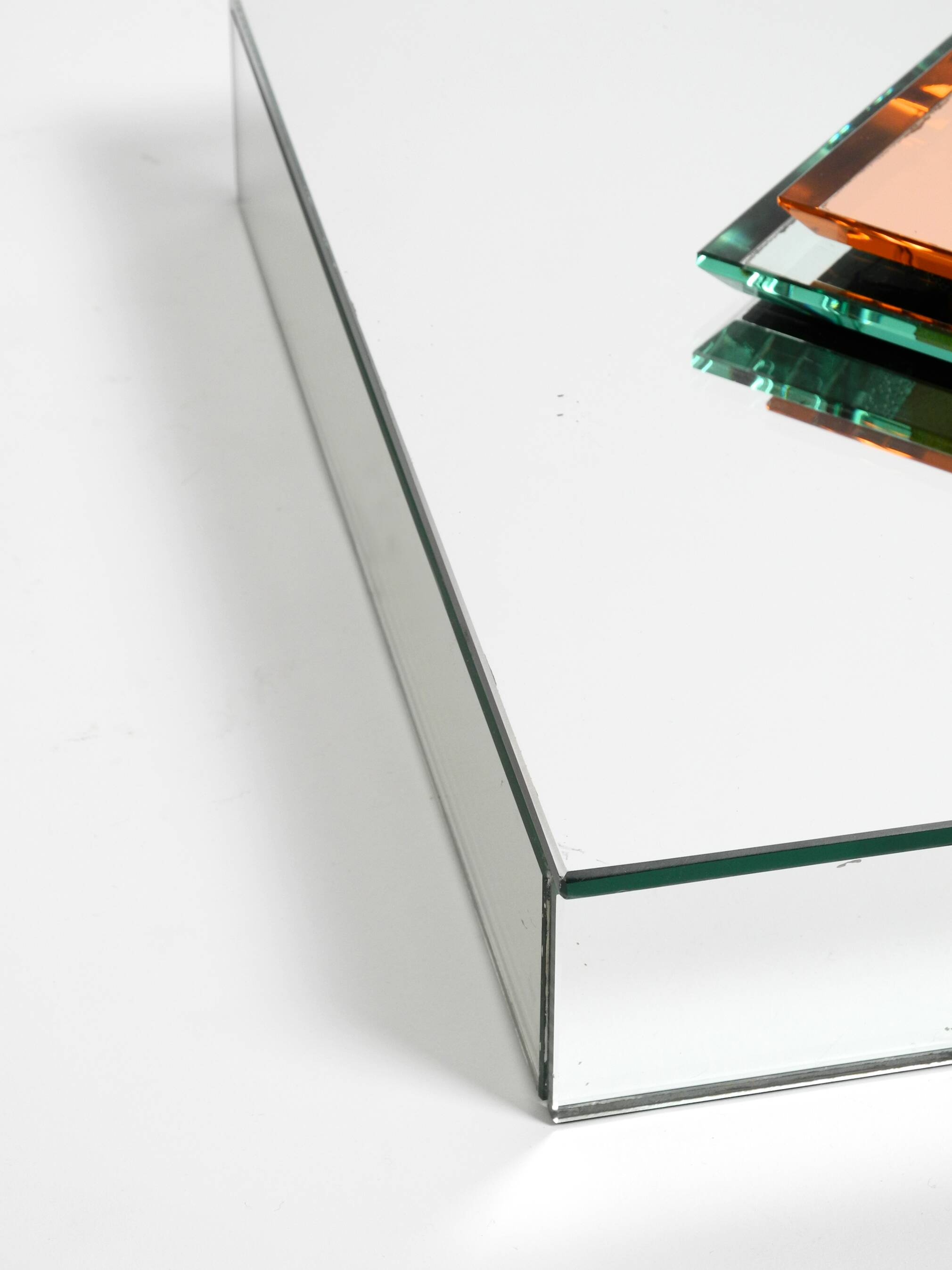 Stunning  large 1980s Italian mirror ceiling lamp in Postmodern design