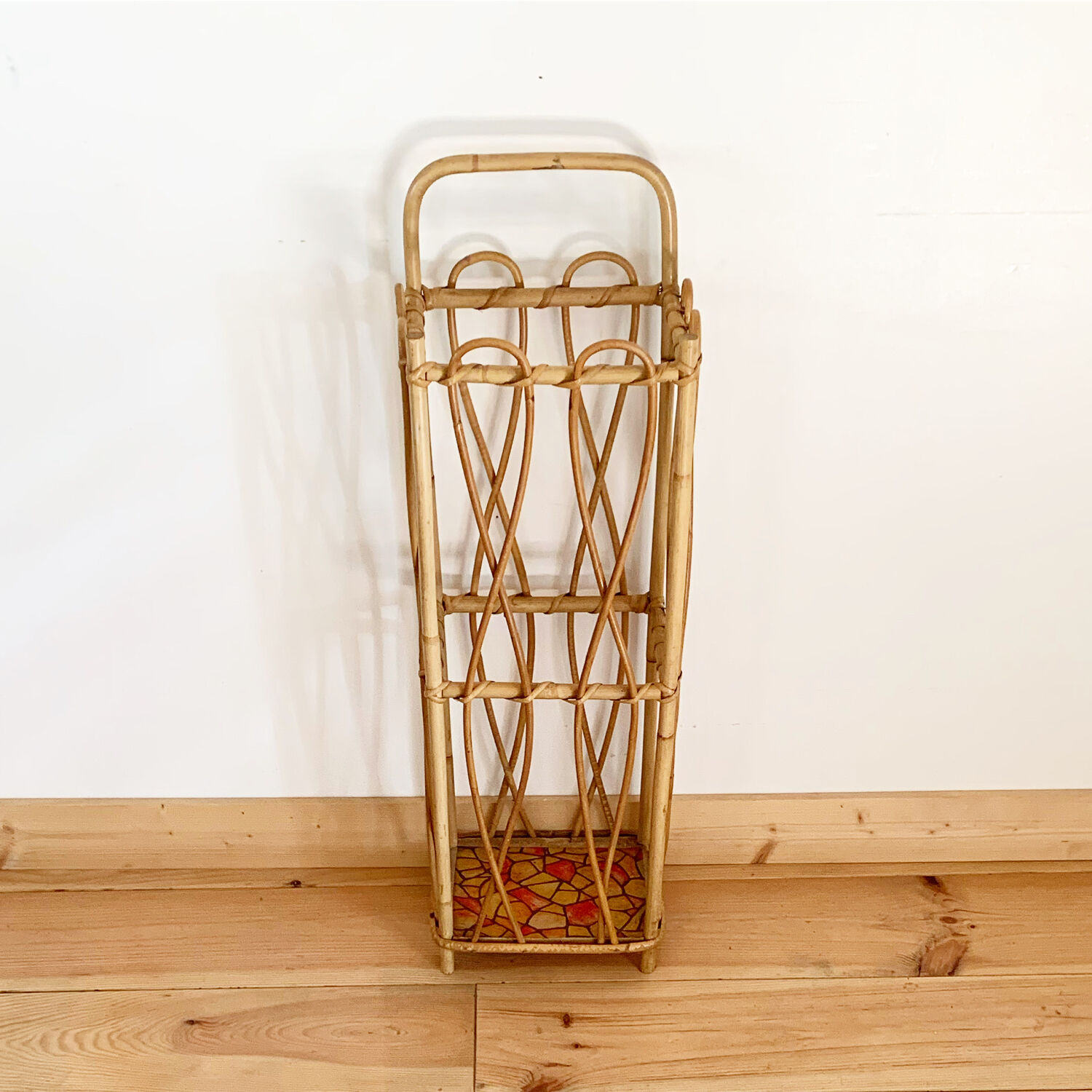 Vintage rattan umbrella stand