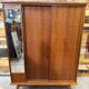 Vintage sliding door wardrobe with mirror - 1970s