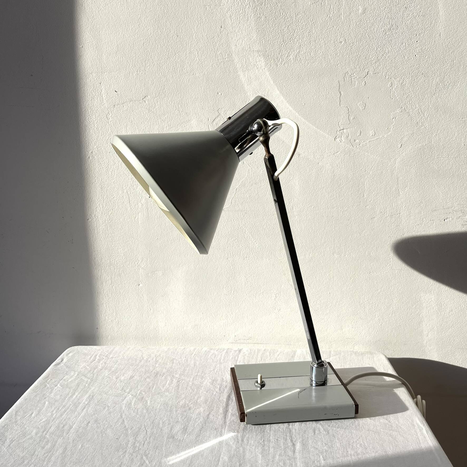 Vintage metal and chrome desk lamp, Italy, 1960s
