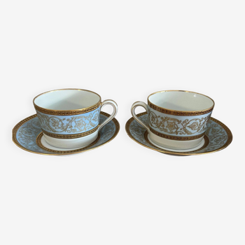 Paire de tasses en tête à tête en porcelaine fine de style Empire vers 1900-1920, Limoges Haviland