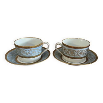 Paire de tasses en tête à tête en porcelaine fine de style Empire vers 1900-1920, Limoges Haviland