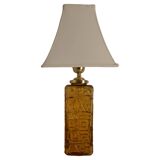 Large Amber Glass Table Lamp by Gustav Leek for Orrefors, 1960s