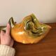 Saucière poisson Vallauris en faïence orange et vert vintage 60s/70s