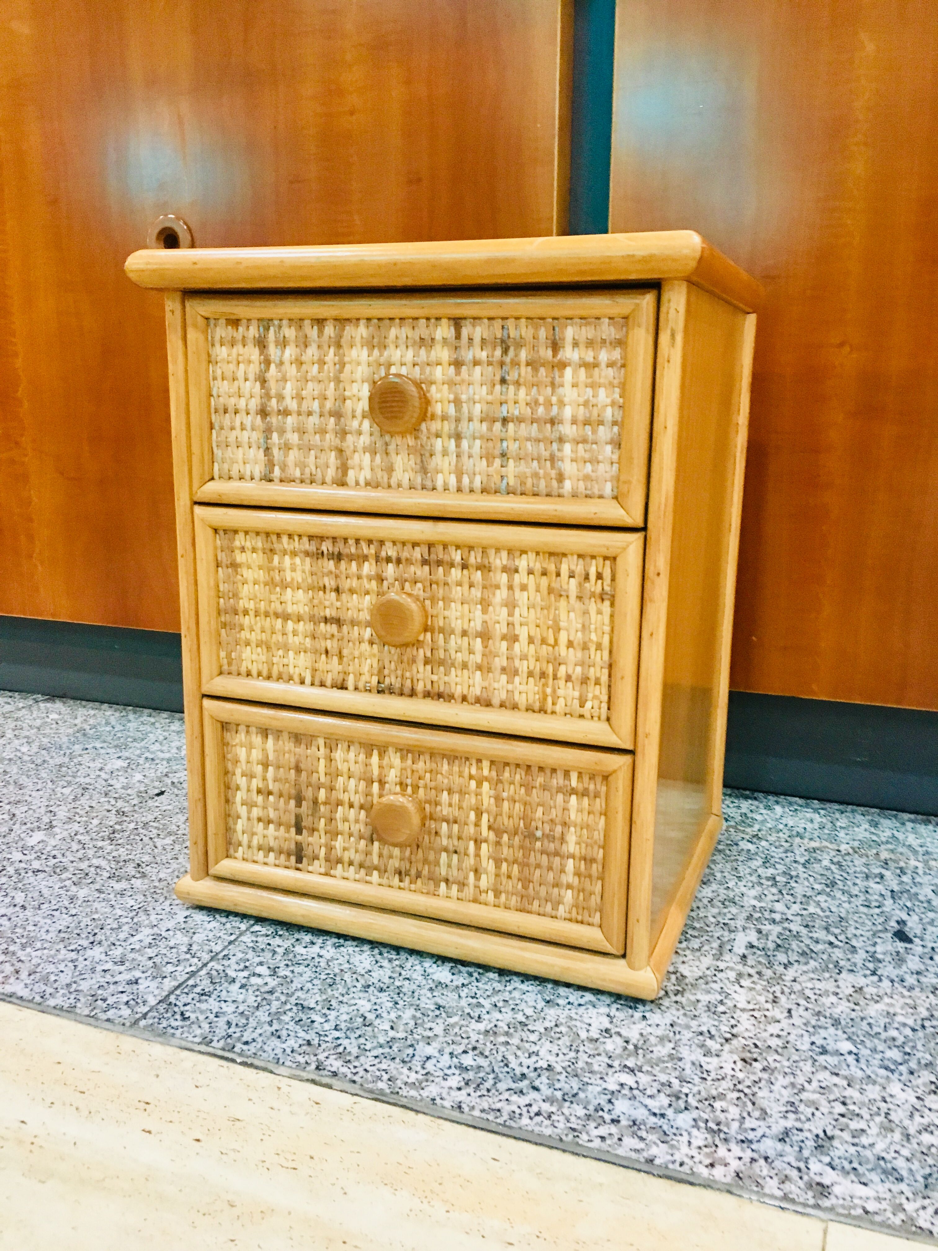 Rattan bedside table