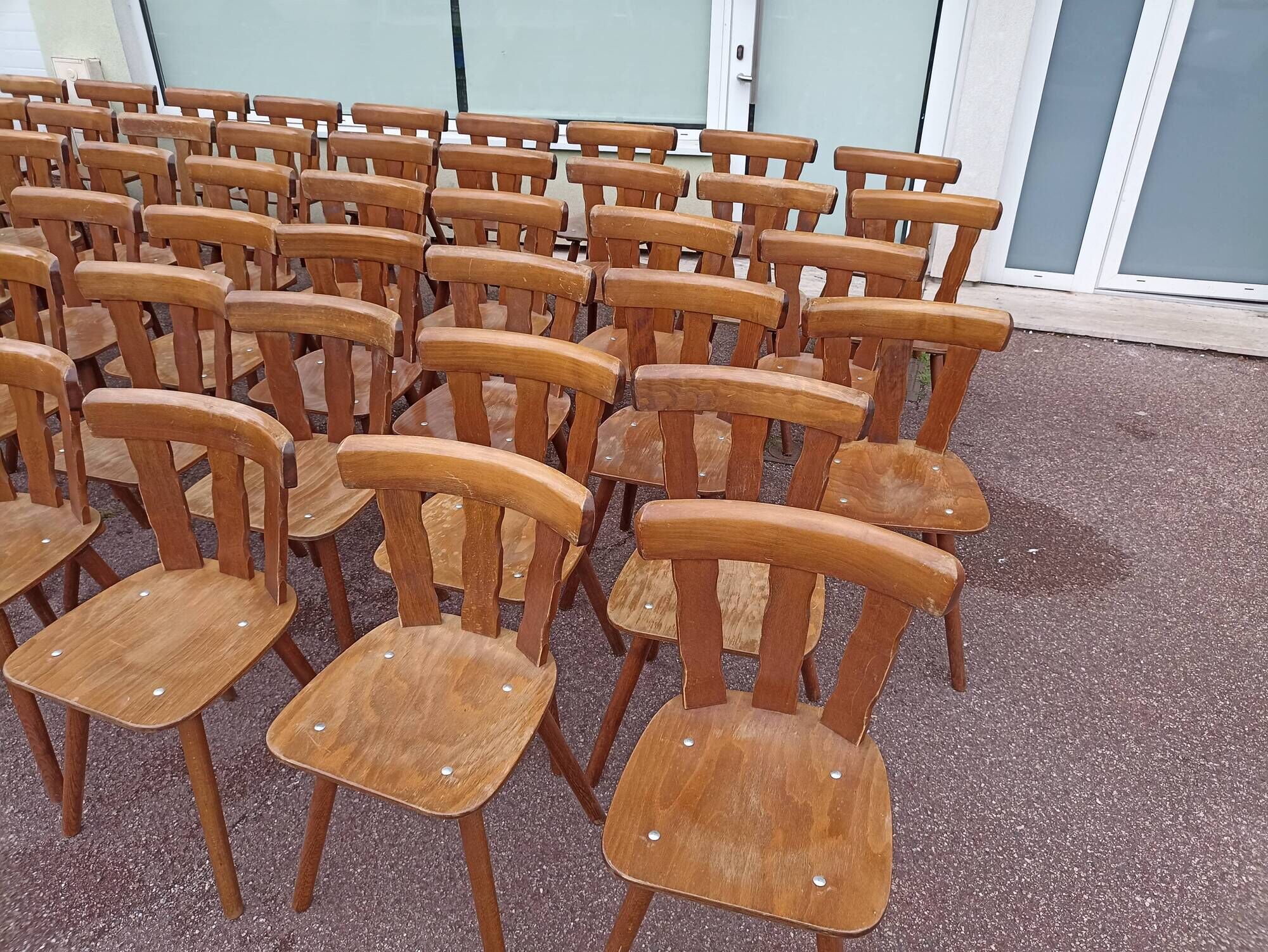 Set of 60 bistro cafe bar restaurant chairs - wood - vintage