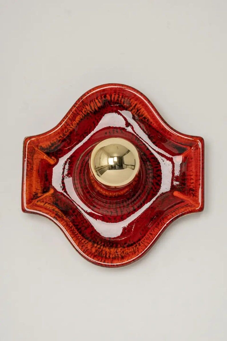 Wall lamp in red and orange ceramic Sputnik, Germany, 1970s