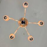 Venetian chandelier in gold and dark blue Murano glass, 5 light arms, circa 1960