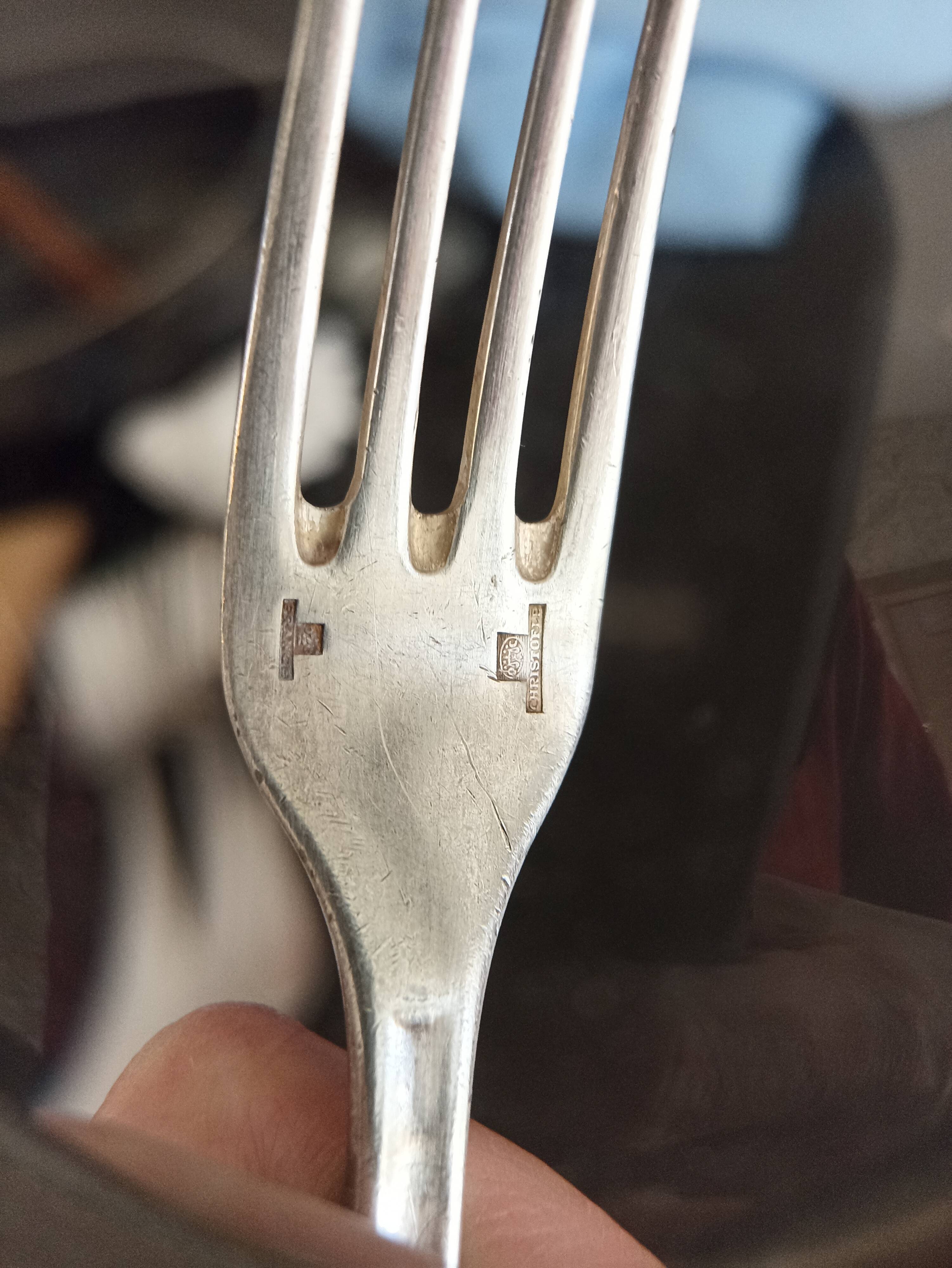 Set of 12 Christofle forks in silver metal