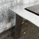 Coffee table vintage chrome glass circa 1970