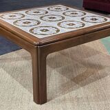 1970s teak coffee table with tiled top