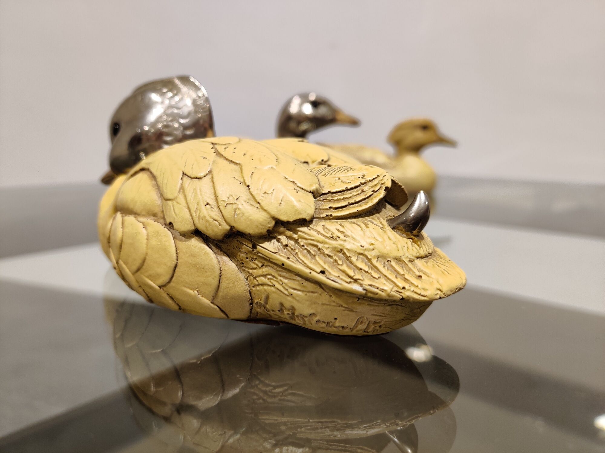 Silver plated duck sculptures by Malevolti, 1960