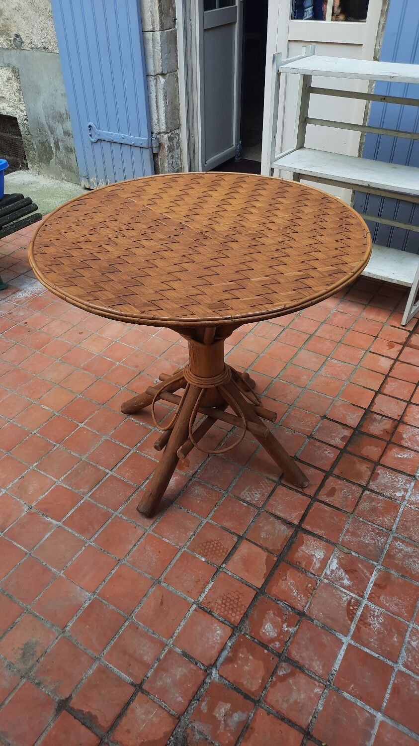 Vintage rattan round table