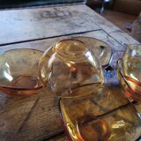 amber glass bowls – organic triangular shape – 1970s