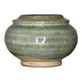 Blue glazed stoneware pot