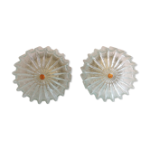 Paire de plafonniers ronds en verre structuré / vintage  années 60-70