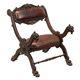 Antique neo-Renaissance chair in wood and leather, 20th century