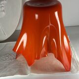 Murano orange handkerchief vase large 1970 Italy