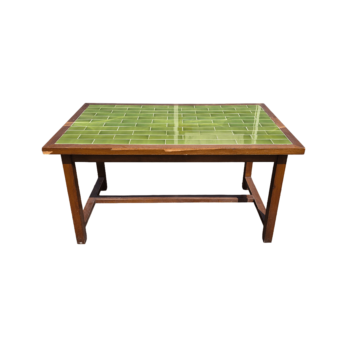 Vintage French dining table with green tiles, 1950s/60s.