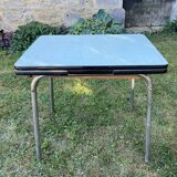 Blue formica table with extensions