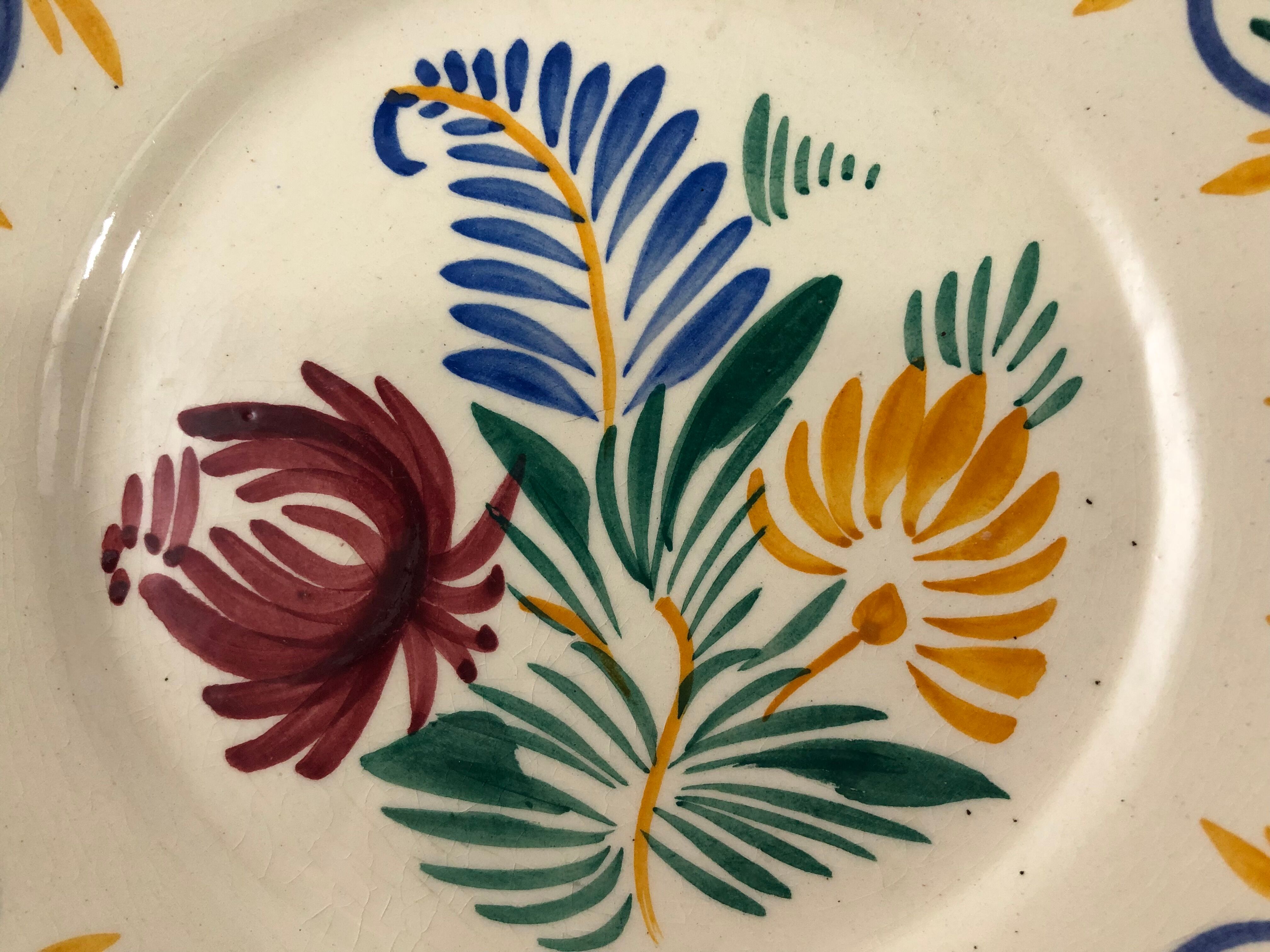 4 dessert plates hb quimper floral decor