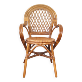 Fauteuil en rotin et bambou du 20e siècle