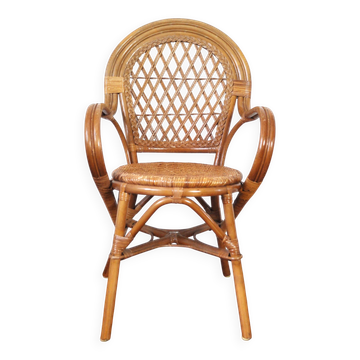 20th Century Rattan and Bamboo Armchair
