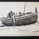 André Duculty (1912-1990) Wash of black ink on paper "Pécheurs à Collioure" Signed below
