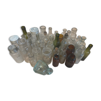 Lot 37 vials small glassware decor pharmacy 1920'