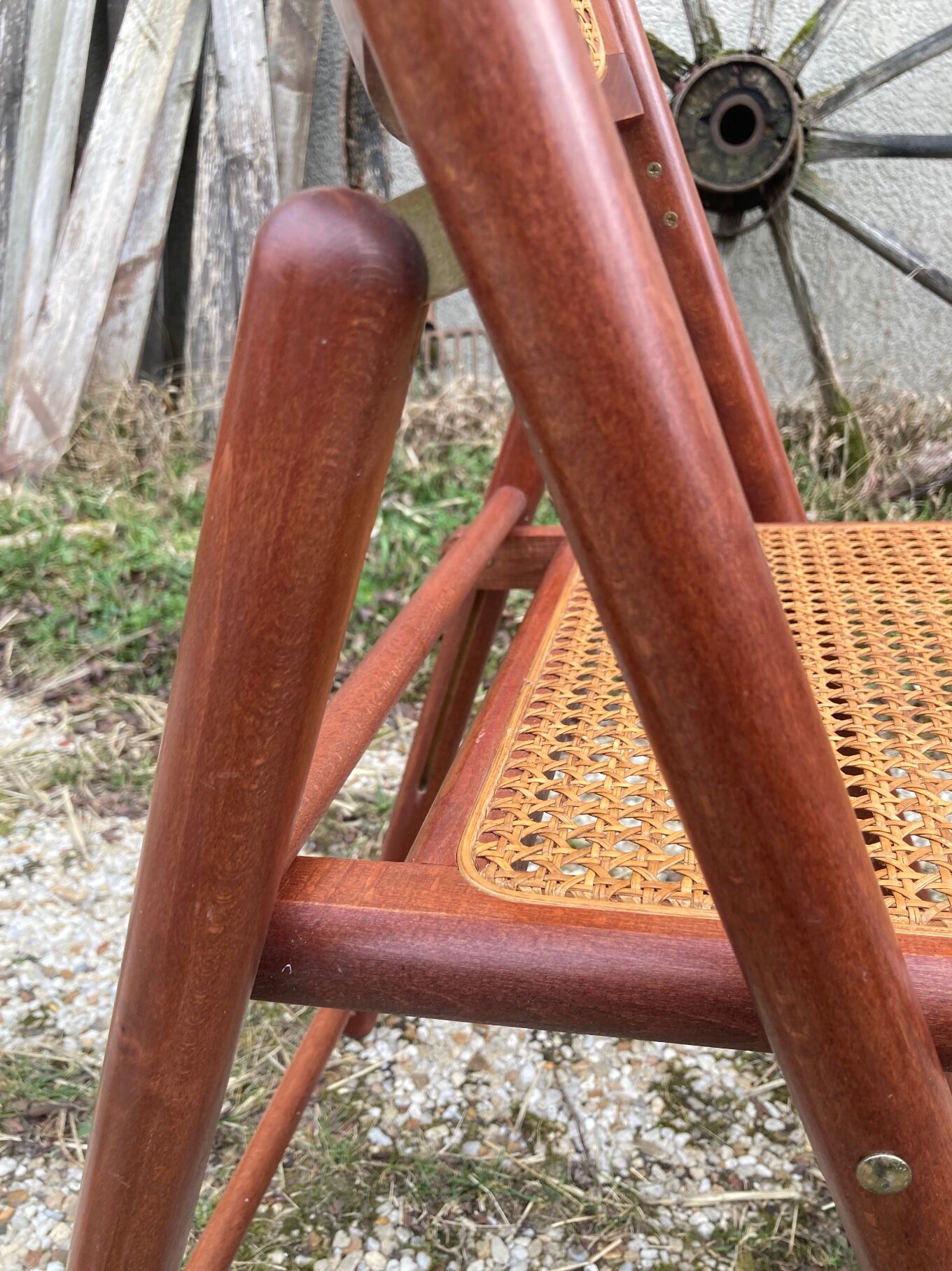 Pair of Italian folding chairs in vintage canning