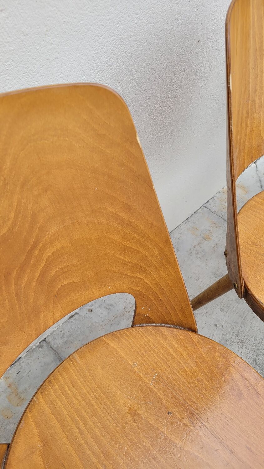 Series of 4 Baumann bistro chairs model Mondor 1950 vintage
