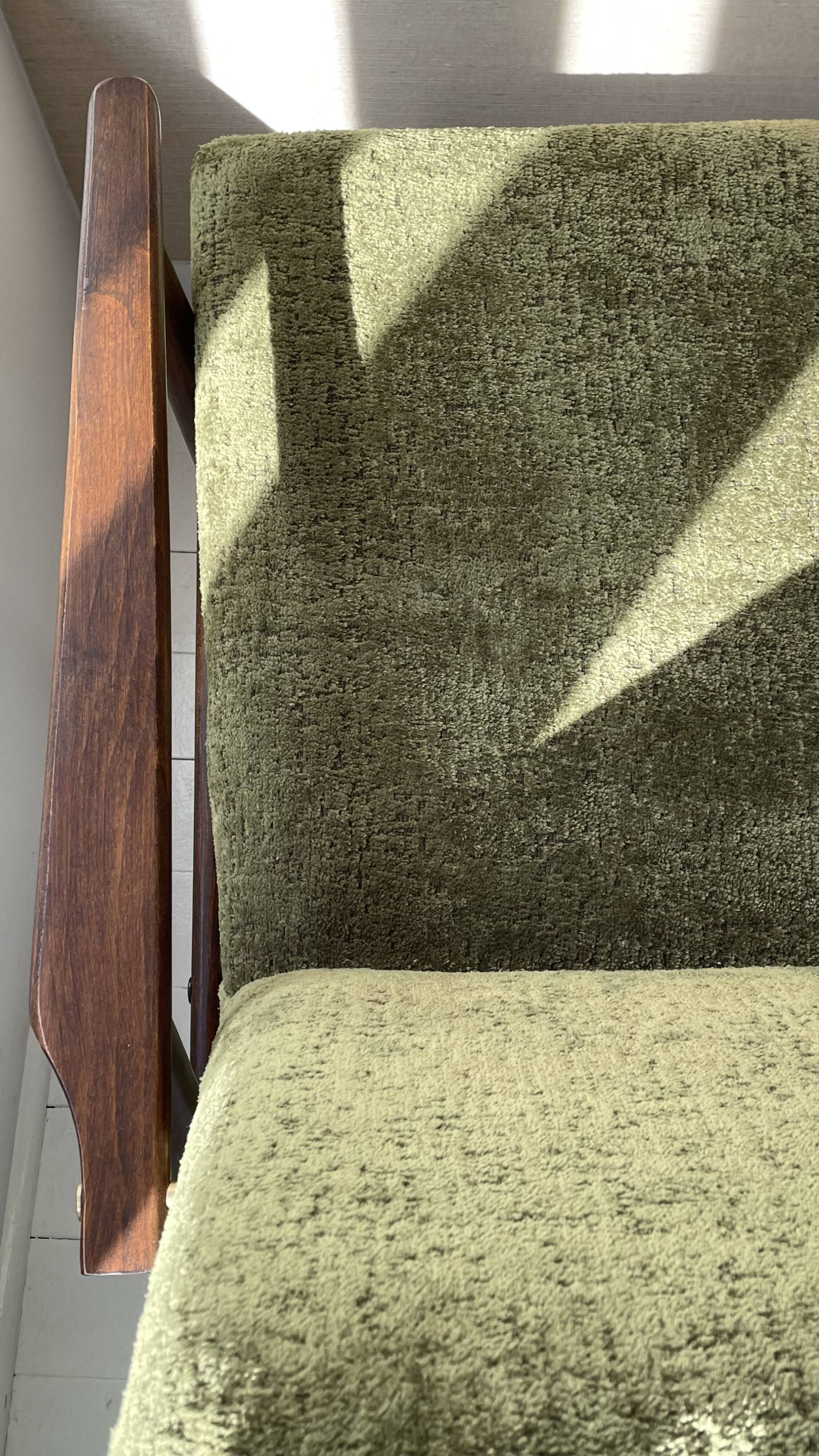 1970s green velvet armchair