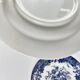 Set of 10 blue earthenware dessert plates with floral and bird decoration