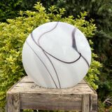 Zebra Swirl Table Lamp, Zijlstra Tiel Dutch Design, Vintage Glass Light, Black & White Stripes, 1990s Home Decor