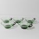 5 verres à boire vintage en verre de Murano vert et noir en verre d'uranium – verres à thé et à cocktail rétro italiens des années 1940