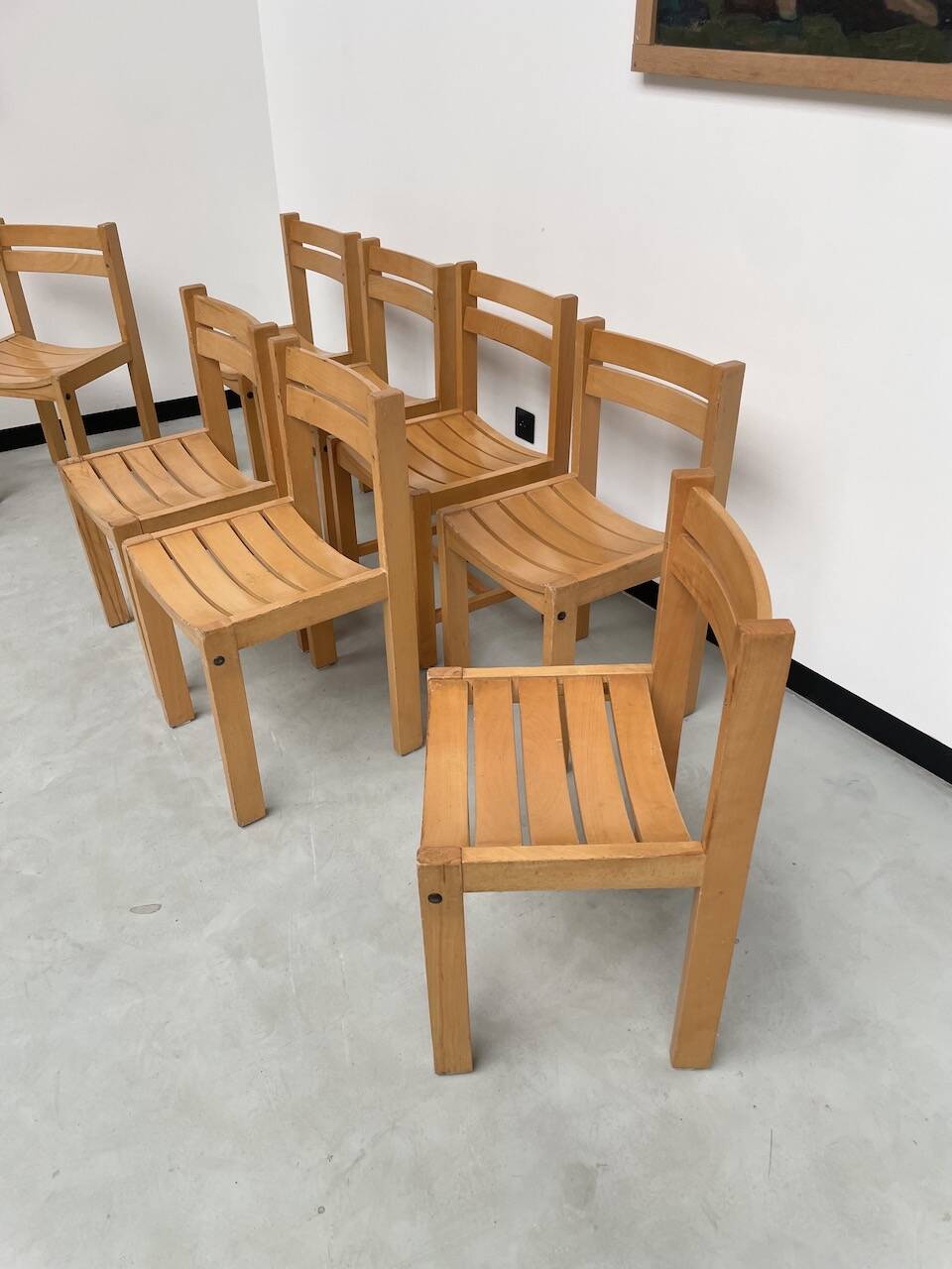 Beech chairs from the 1980s, Sornay.