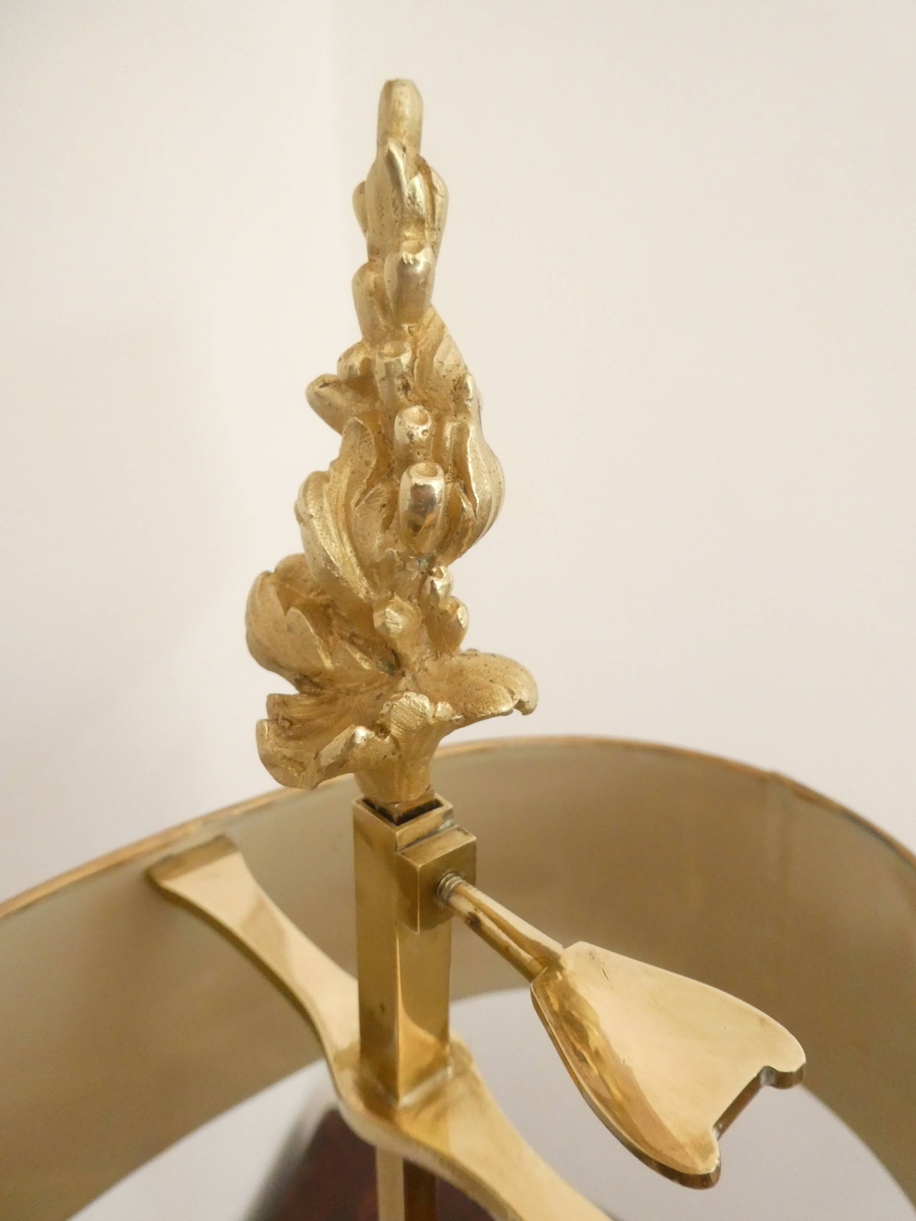 Louis XV Rococo style bouillotte lamp in gilt bronze with 2 light arms