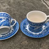 English Ironstone Tableware Ltd (EIT) "Kingswood" blue-white cups and saucers