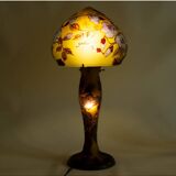 Lampe Champignon en verre multicouche à décor de fleurs