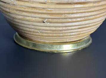 Large midcentury pencil reed rattan bamboo mushroom table lamp, 1970s