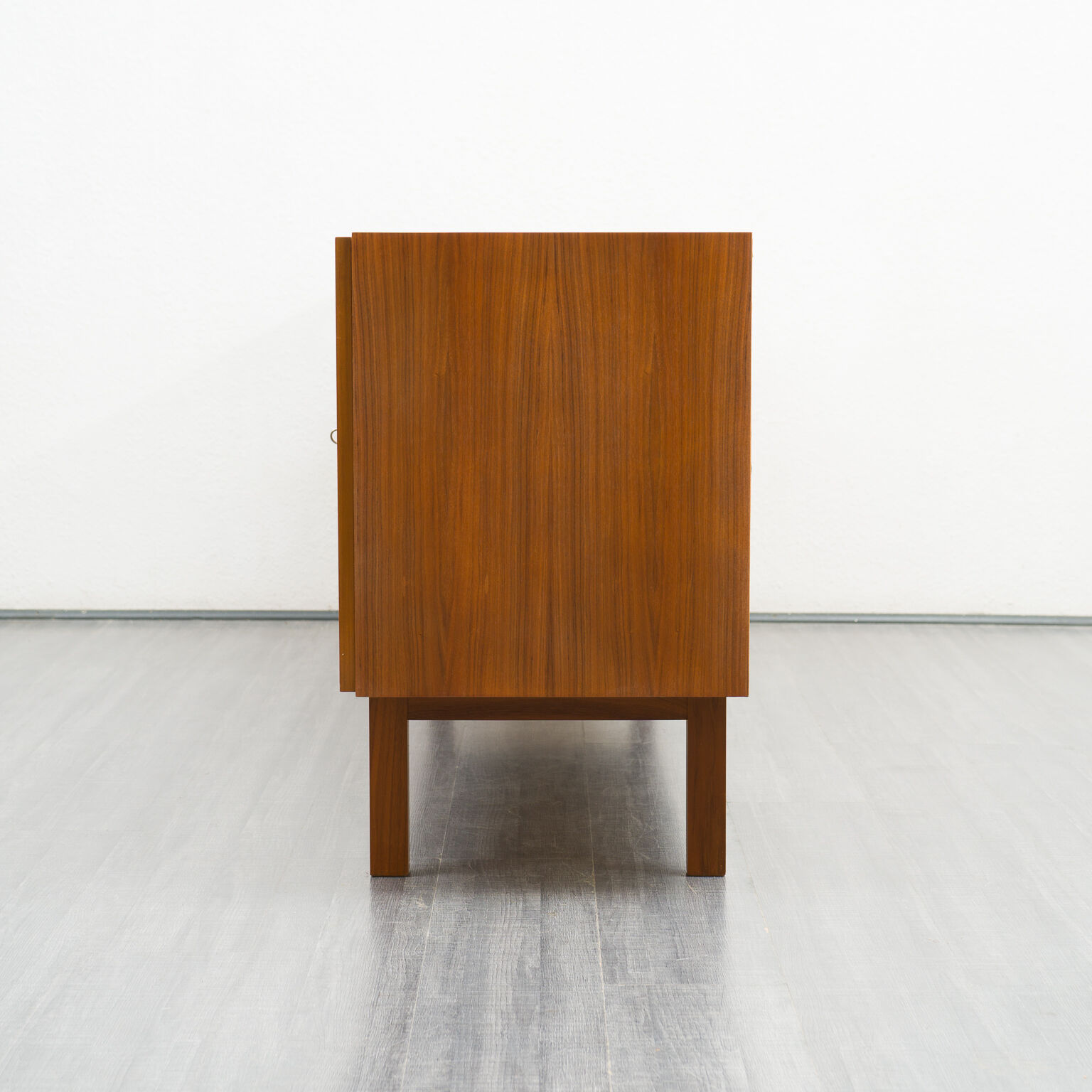 Vintage walnut wood row, restored, 220cm