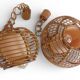 Mid-Century Globe Pendant Lamps, Bamboo & Rattan, c. 1960s