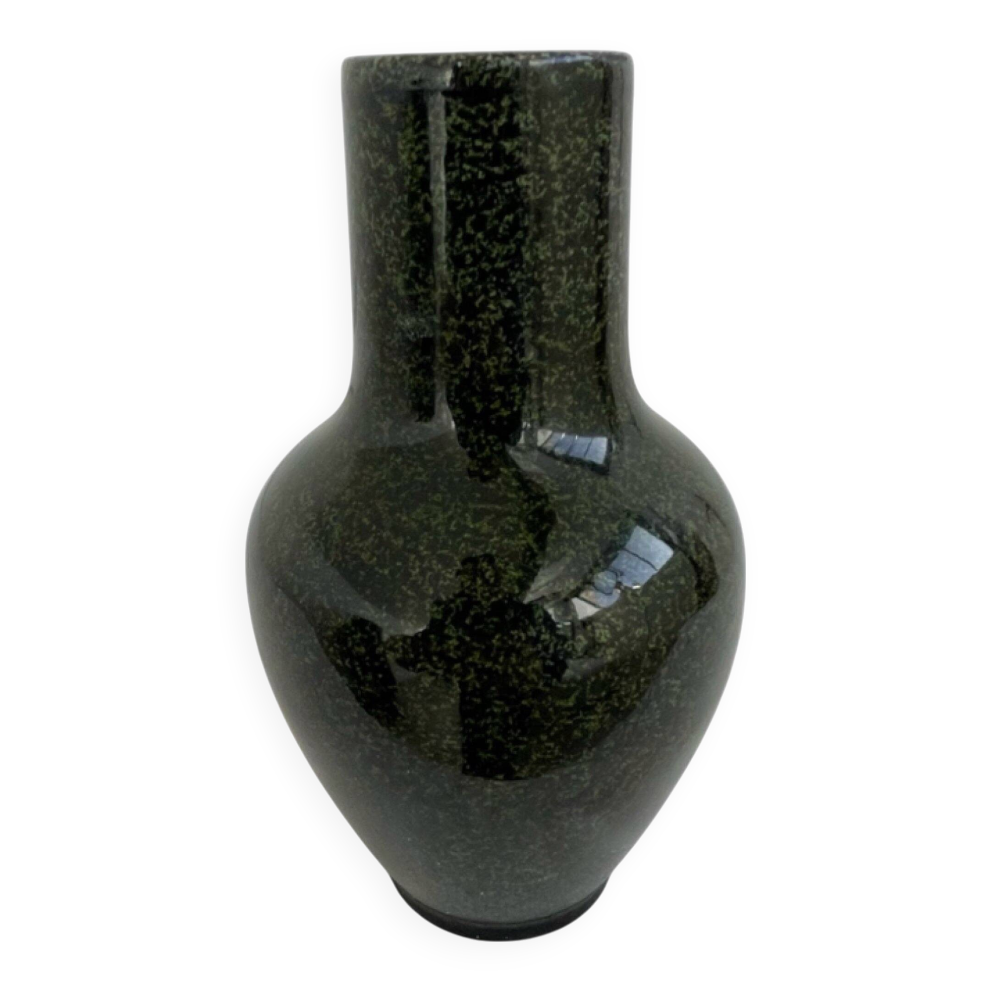 Vase, Sèvres glazed earthenware, glaze, speckled green, spotted, Miletus, 19th century, elegant, decorative