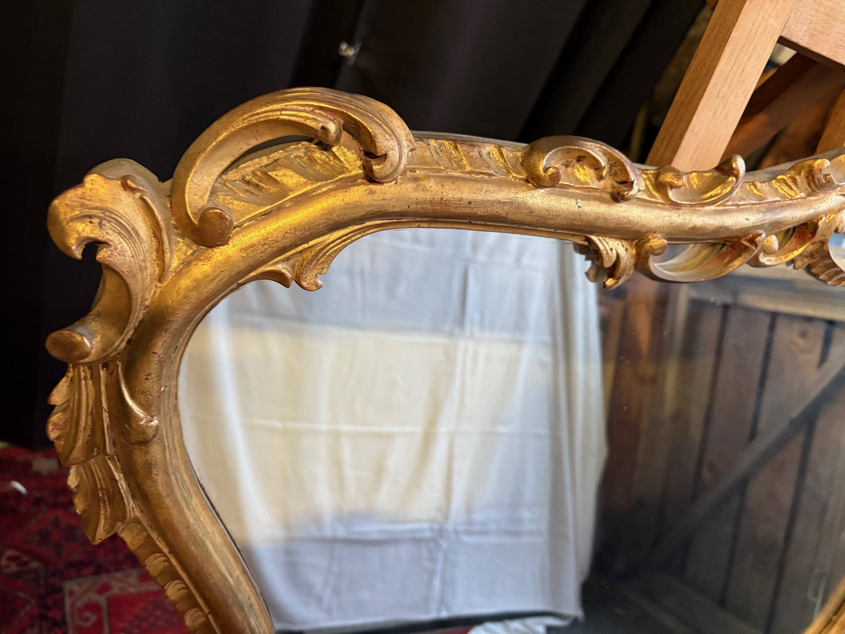 Napoleon III giltwood mirror, Louis XV rocaille style – hallmarked
